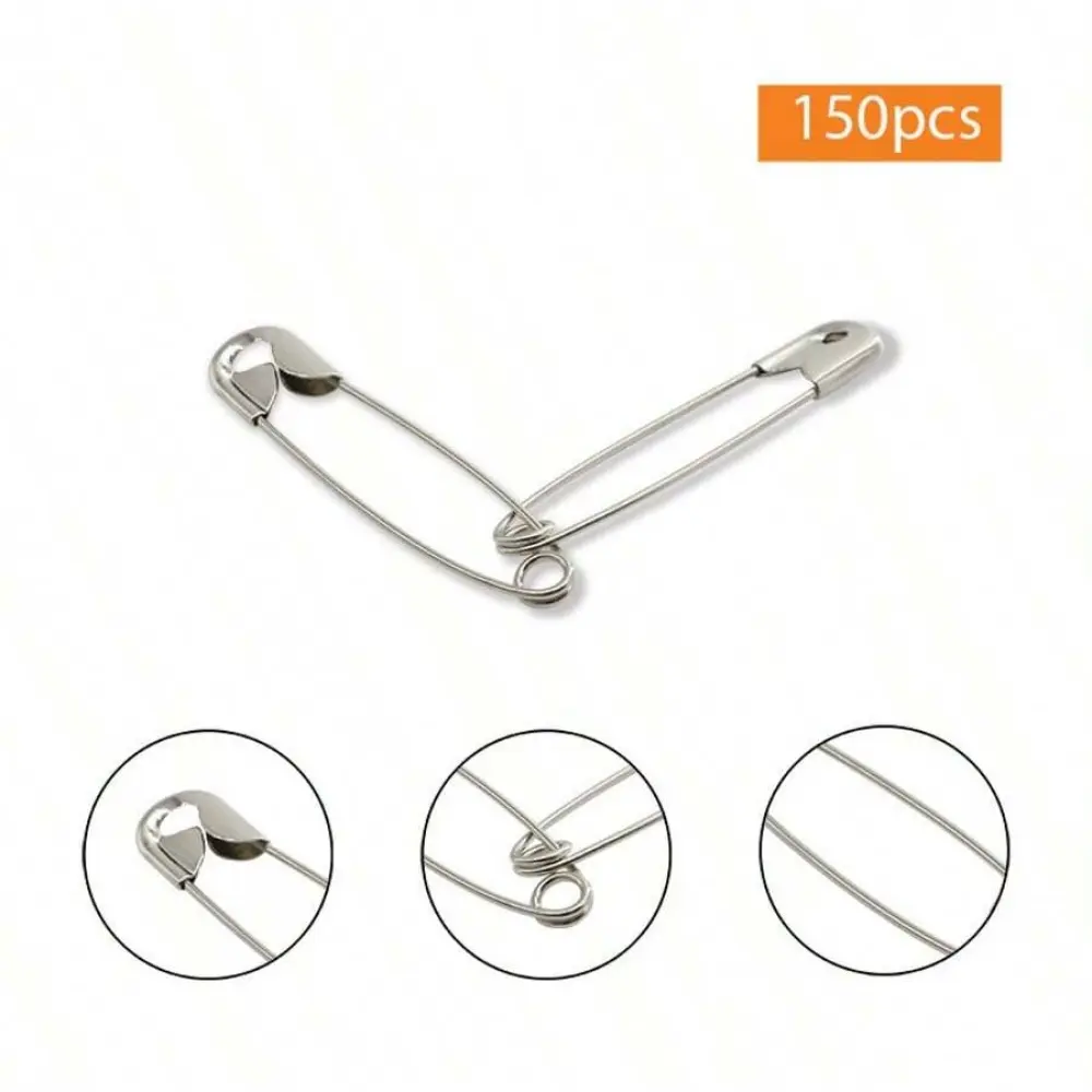 150Pcs High Quality Stainless Steel Safety Pins DIY Sewing Tools Accessory Needles Large Safety Pin Small Brooch 19/22/28/38mm