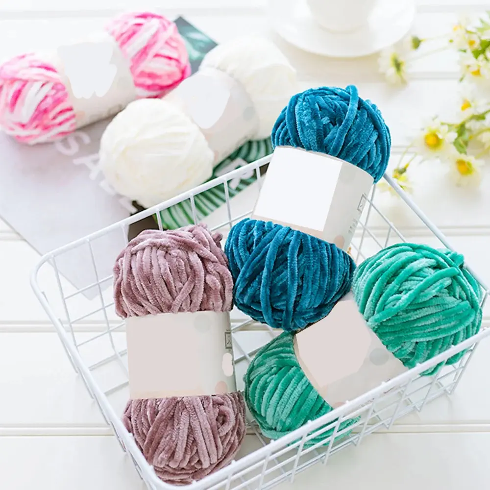 100g Chenille Colored Warm Plush Coarse Yarn Handmade Woven Yarn DIY Carpet Bag Doll Sweater Thread