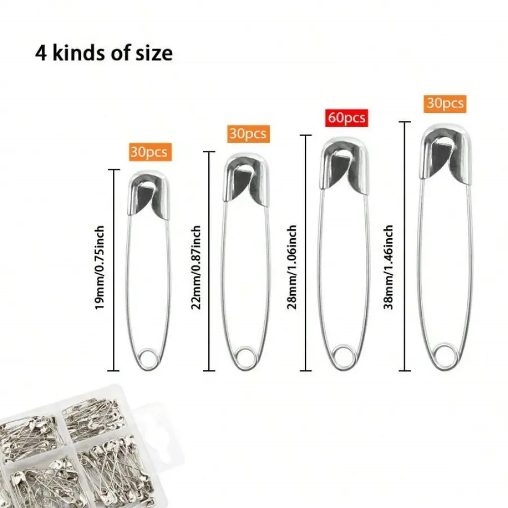 150Pcs High Quality Stainless Steel Safety Pins DIY Sewing Tools Accessory Needles Large Safety Pin Small Brooch 19/22/28/38mm