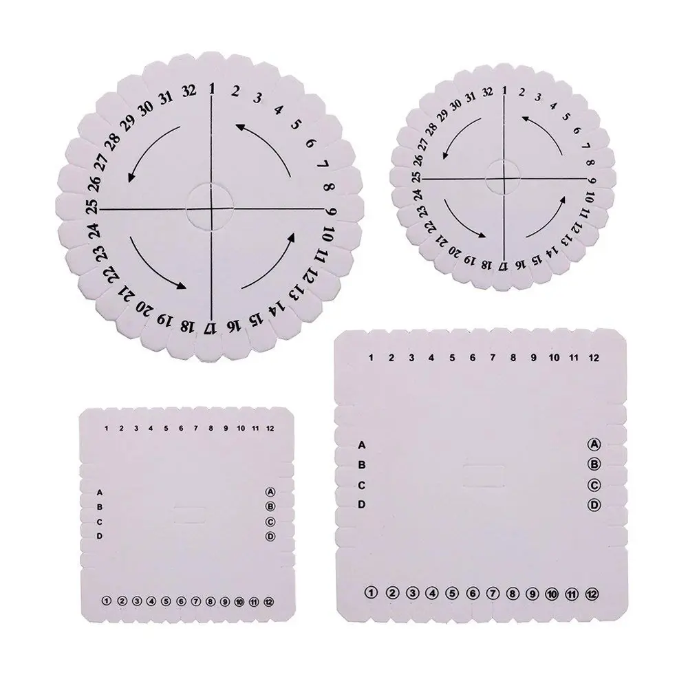 4Pcs Foam Woven Disc Square And Round Beaded Rope Reel Weaving Suit Bracelet Creative Handicraft Design Tool DIY Weaving Parts