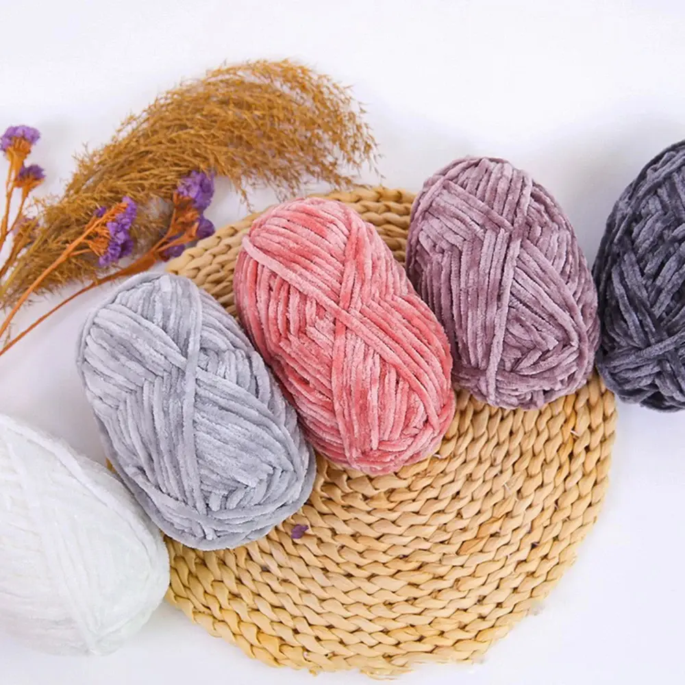 100g Chenille Colored Warm Plush Coarse Yarn Handmade Woven Yarn DIY Carpet Bag Doll Sweater Thread