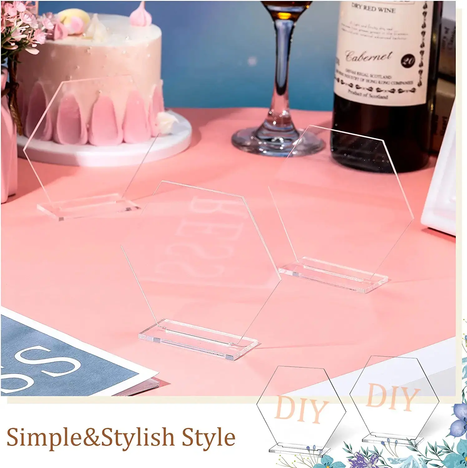 18 Acrylic Transparent Blank Wedding Hexagonal Table Tags DIY Wedding Guests Birthday Party Seat Tags