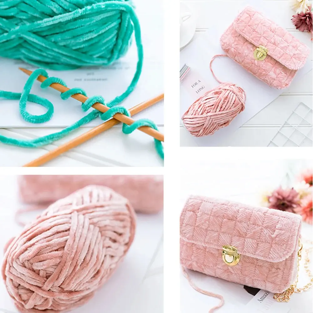 100g Chenille Colored Warm Plush Coarse Yarn Handmade Woven Yarn DIY Carpet Bag Doll Sweater Thread