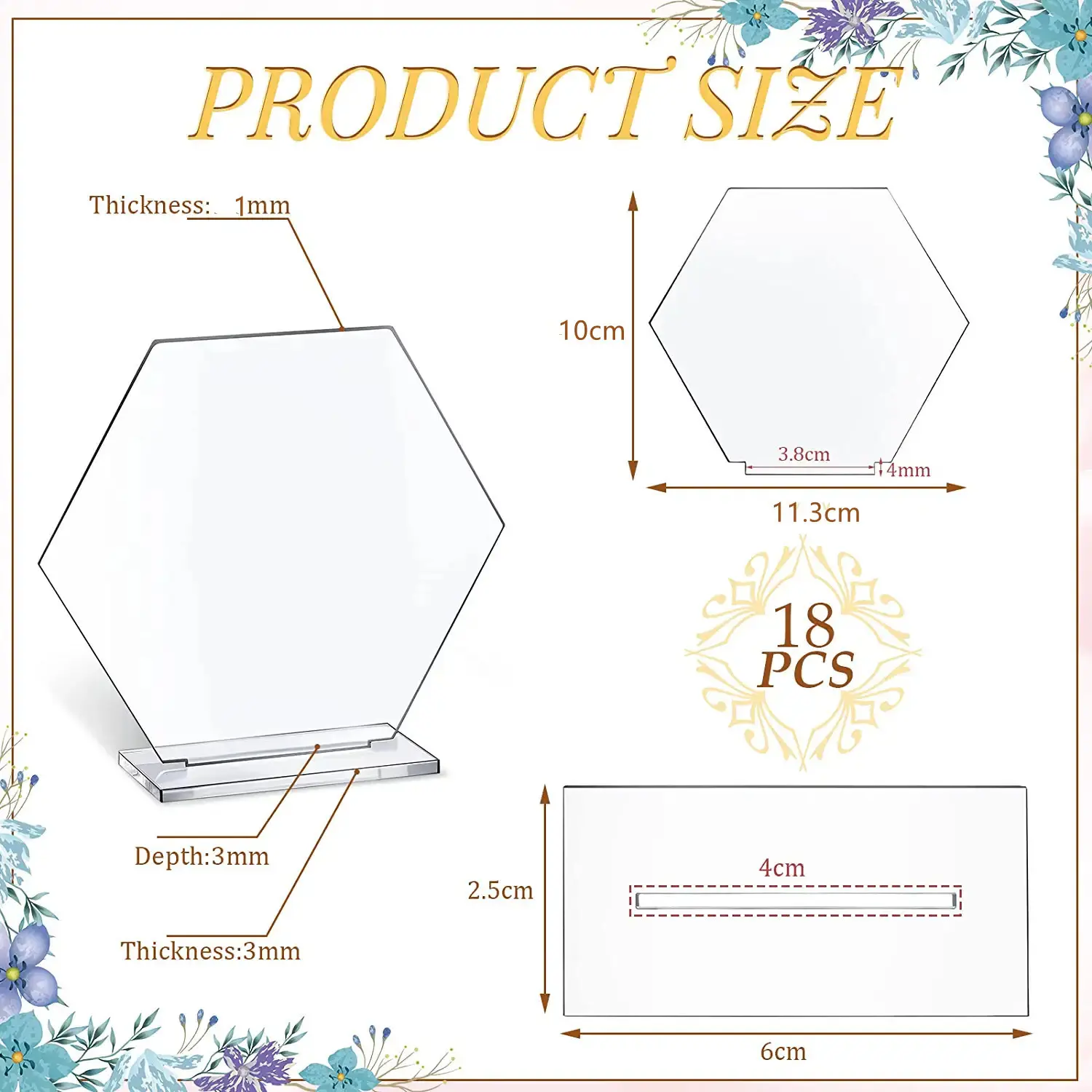 18 Acrylic Transparent Blank Wedding Hexagonal Table Tags DIY Wedding Guests Birthday Party Seat Tags