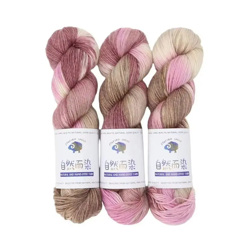 100g/roll Merino Wool Yarn Handmade Dyed Wool Yarn Soft Sweater Scarf Hat Woven Rainbow Baby Yarn 270M