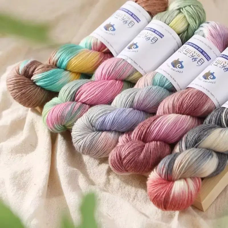 100g/roll Merino Wool Yarn Handmade Dyed Wool Yarn Soft Sweater Scarf Hat Woven Rainbow Baby Yarn 270M