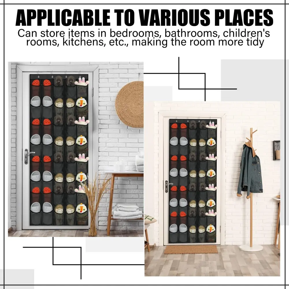 14/35 Pockets Over The Door Shoe Rack Large Mesh Pockets With 4 Hooks for Closet Hanging Shoe Rack Holder Hanger Storage Bag