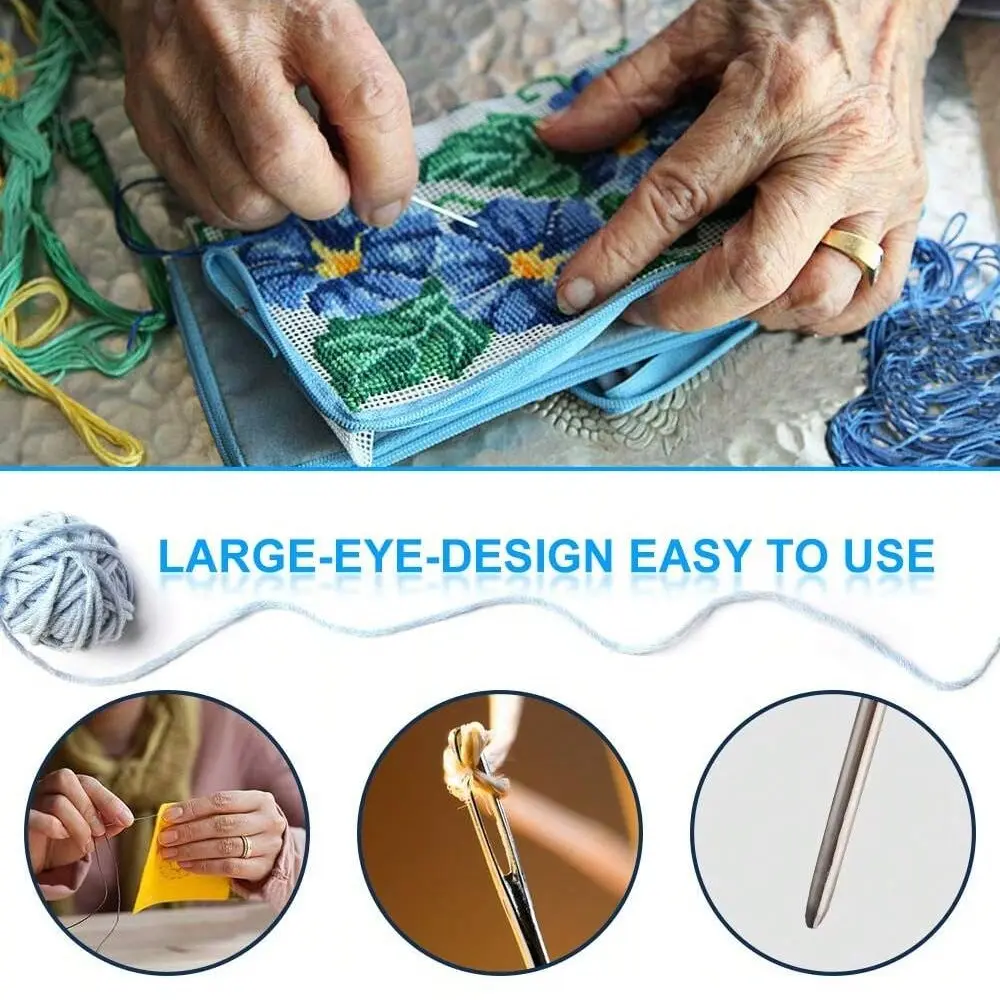 43pcs Crochet Set Aluminum Ergonomic Handle Crochet Hooks Ergonomic Aluminum Handle with Stitch Markers Large-Eye Blunt Needles
