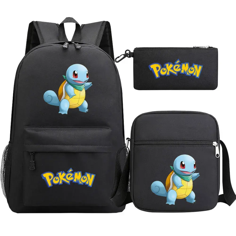 New Charmander Charizard Gengar 3Pcs Boy Girl Kids School Book Bags Travel Backpack Shoulder  Bag Pen Bags For Men Women