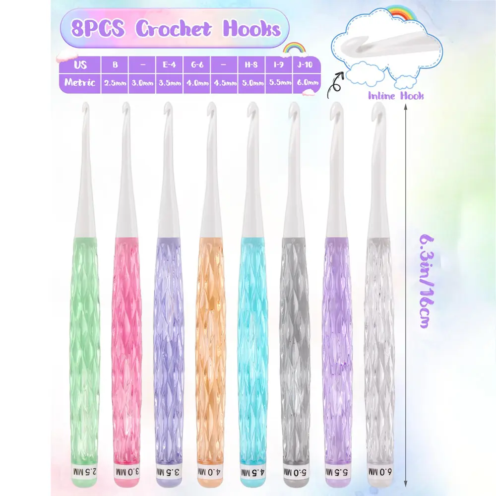 8Pcs/set Color Crochet Hook Kit Ergonomic Crochet Hook for Beginner Knitting Sweater DIY Knitting Tool