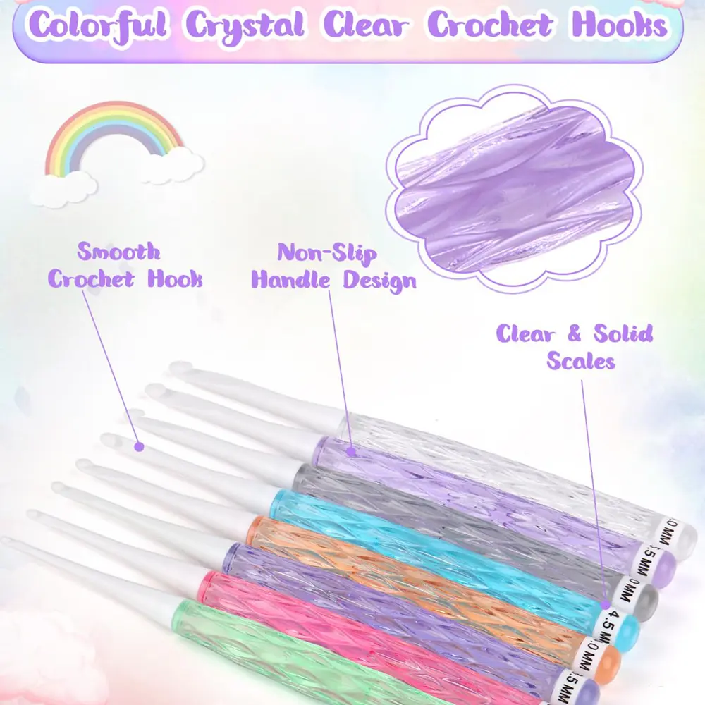8Pcs/set Color Crochet Hook Kit Ergonomic Crochet Hook for Beginner Knitting Sweater DIY Knitting Tool