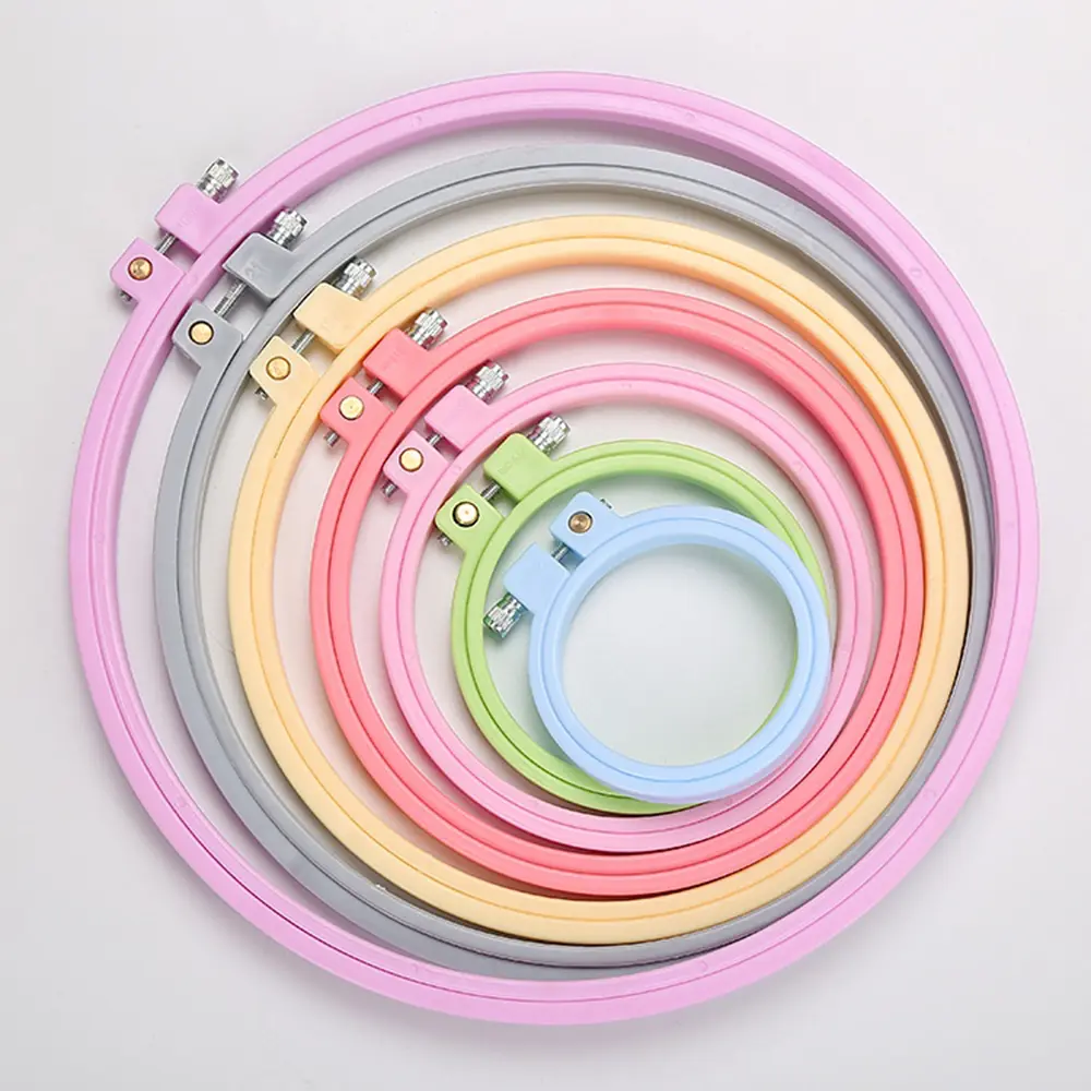 1pc Abs Plastic Embroidery Hoop Cross-stitch Embroidery Frame Candy Colored Embroidery DIY Woven Embroidery Accessories