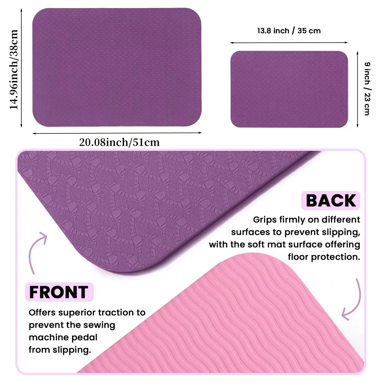 2 Sizes Sewing Machine Silent pad/foot Pad Reduce Vibrations Noise Non Slip Sewing Machine Mat for Quilting Embroidery