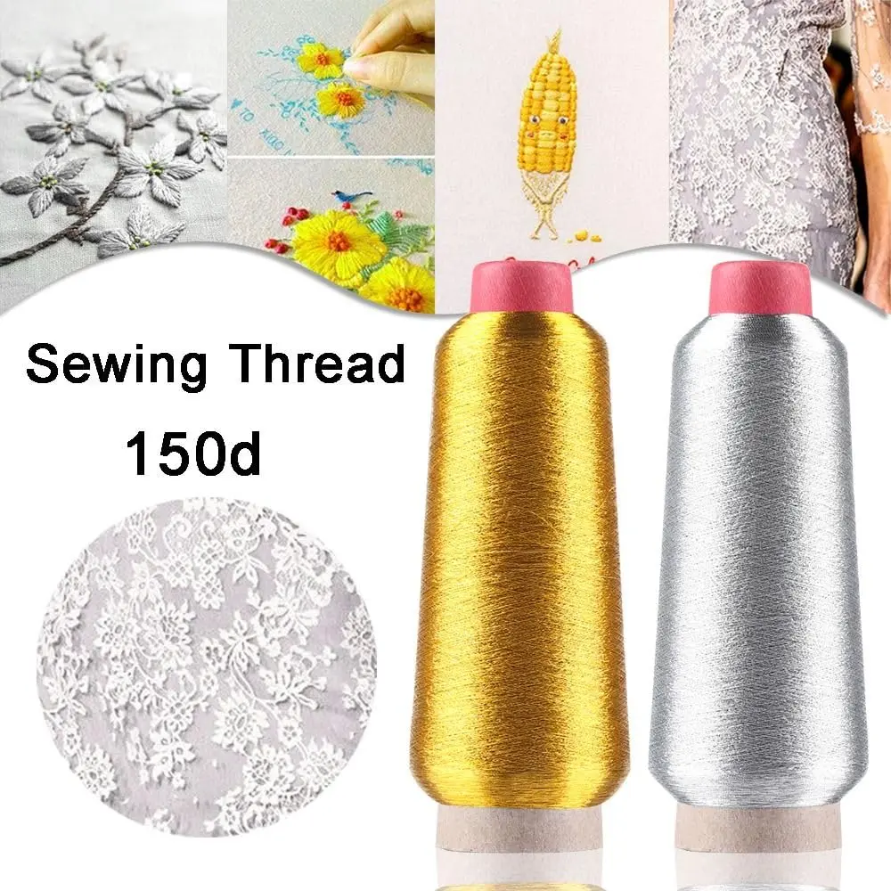 1/2pcs Metallic Thread Embroidery Gold Silver Machine Embroidery Threads 150D DIY Manual Bright Metallic Yarn Sewing Thread