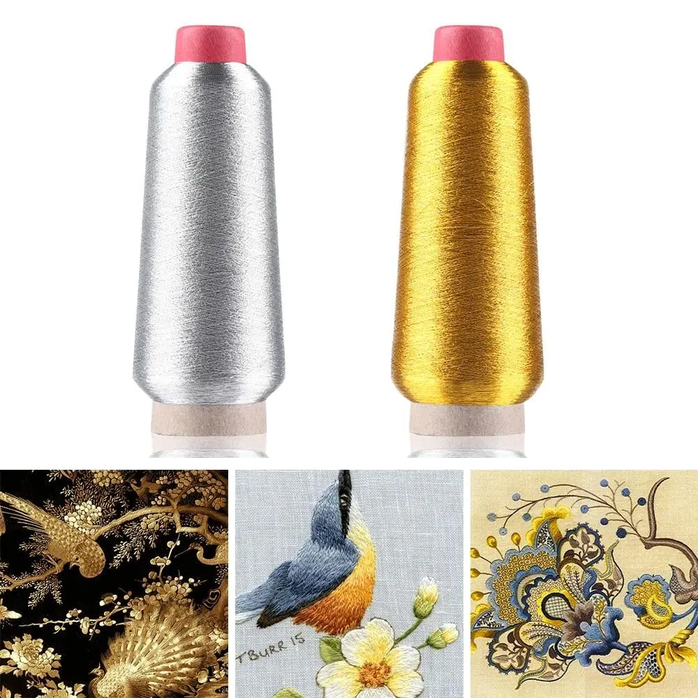 1/2pcs Metallic Thread Embroidery Gold Silver Machine Embroidery Threads 150D DIY Manual Bright Metallic Yarn Sewing Thread