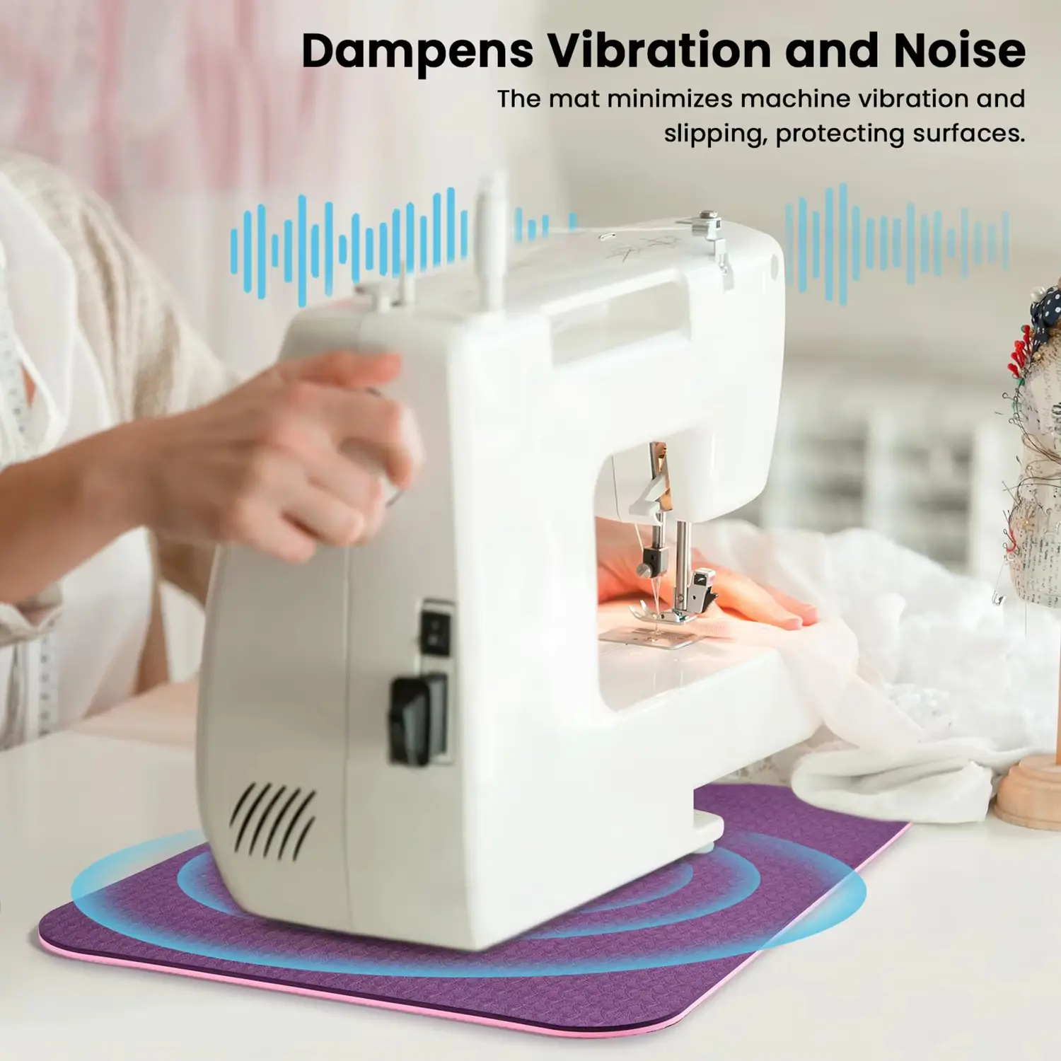 2 Sizes Sewing Machine Silent pad/foot Pad Reduce Vibrations Noise Non Slip Sewing Machine Mat for Quilting Embroidery