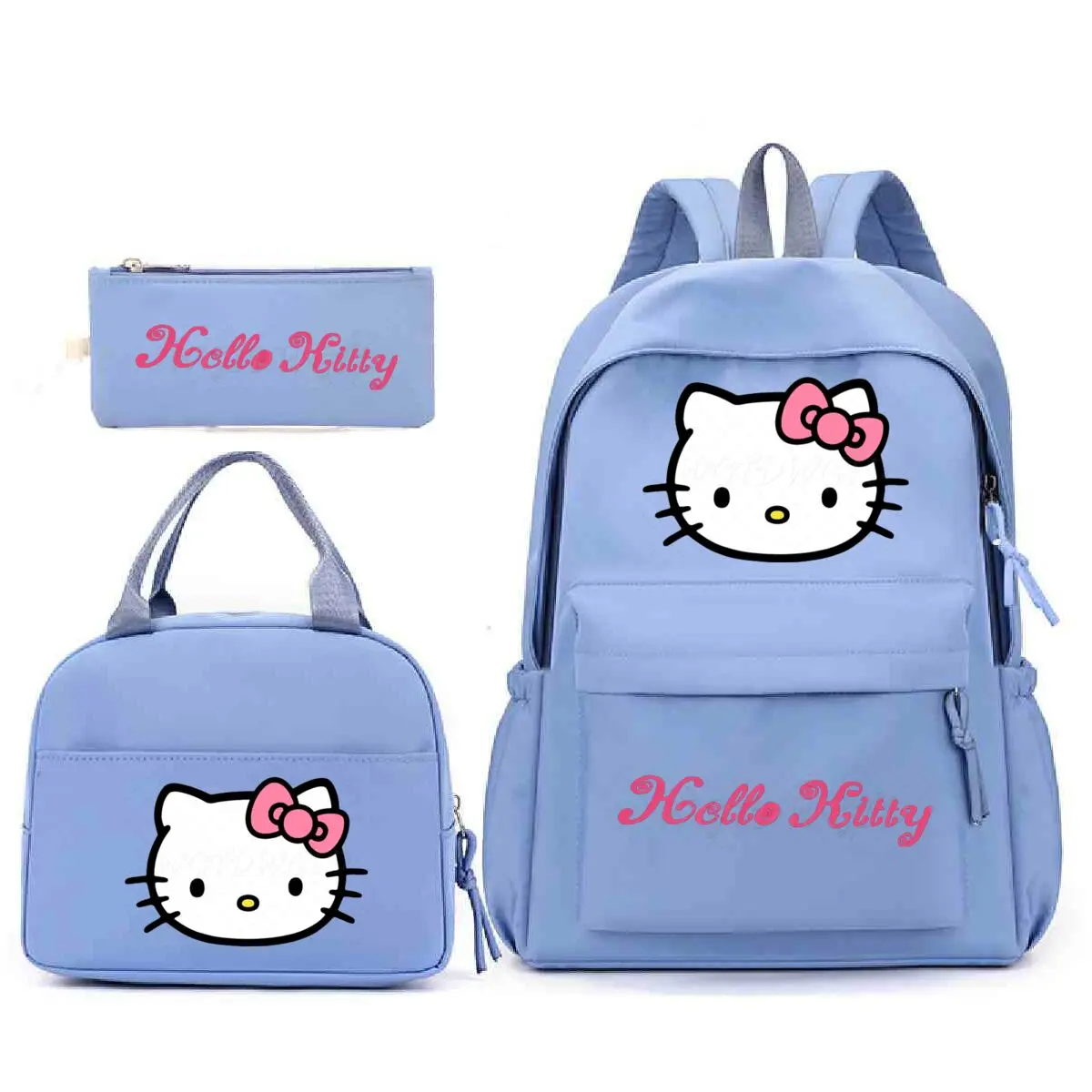 Cartoon Hello Kitty 3pcs Set Backpack Children Teenger Schoolbags Cute Cartoon Hello Kitty Pencil Bag Insulated Lunch Bags 3PCS