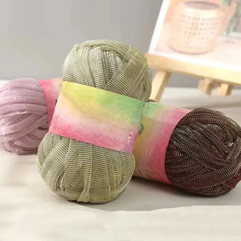 Explosive Flash Gold and Silver Silk Cloth Slim Light and Thin DIY Handwoven Small Fragrant Wind Bag Hook Shoe Material Yarn