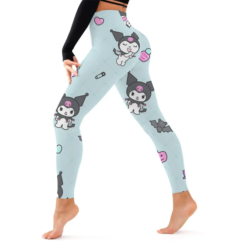 Hello Kitty print Yoga Pants Gym Leggings Women Girl Fitness Soft Tights High Waist Elastic Breathable No T Line Sports Pants