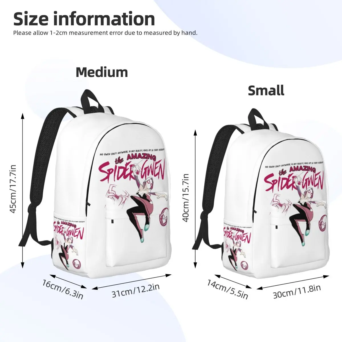 Spider Gwen Stacy The Amazing Backpack for Preschool Primary School Student Book Bags Boy Girl Kids Canvas Daypack Travel