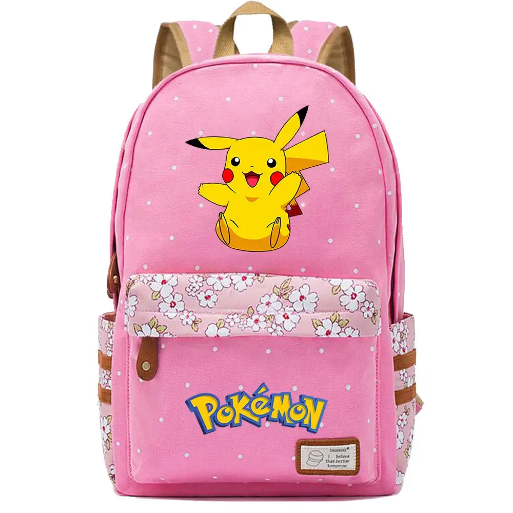 New Kawaii Pikachu Pokemon Boy Girl Kids School Book Bags Women Bagpack Teenagers Schoolbags Canvas Travel Laptop Backpack