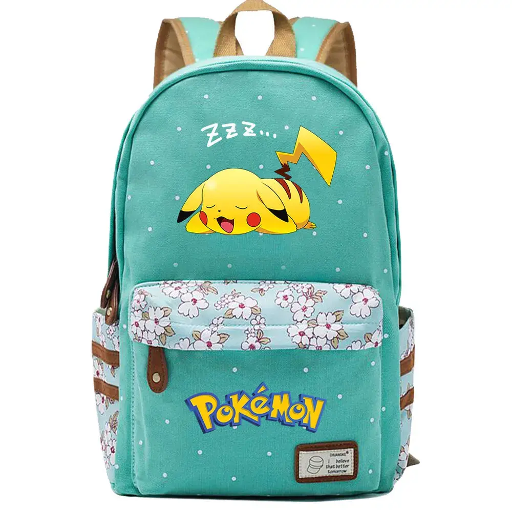 New Kawaii Pikachu Pokemon Boy Girl Kids School Book Bags Women Bagpack Teenagers Schoolbags Canvas Travel Laptop Backpack