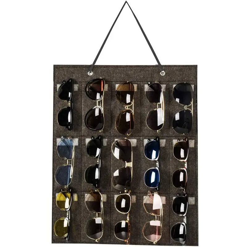 1Pc 15 Grids Glasses Organizer Storage Wall Hanging Bag Multifunctional Sunglasses Eyeglass Container Bag Foldable