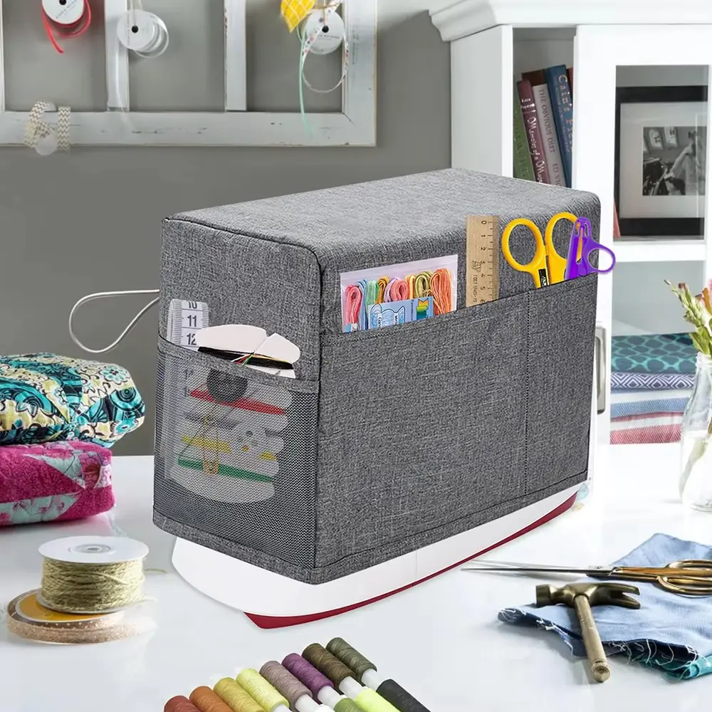 Universal Sewing Machine Cover with Storage Pocket Side Handles Protective Dust Cover for Most Standard Sewing Machines