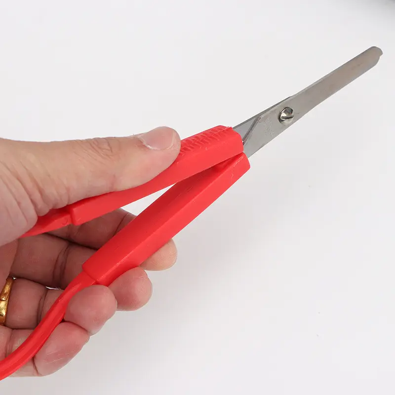 8 Inch Colored Plastic Elastic Scissors Paper Cuttings Scissors Safety Ring Scissors U Shaped Automatic Rebound Scissors