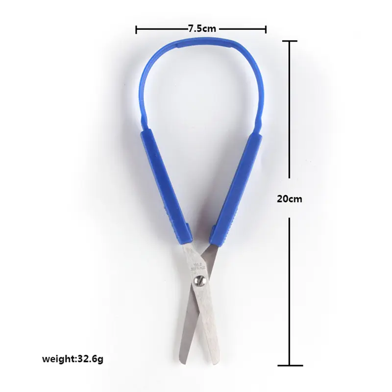 8 Inch Colored Plastic Elastic Scissors Paper Cuttings Scissors Safety Ring Scissors U Shaped Automatic Rebound Scissors