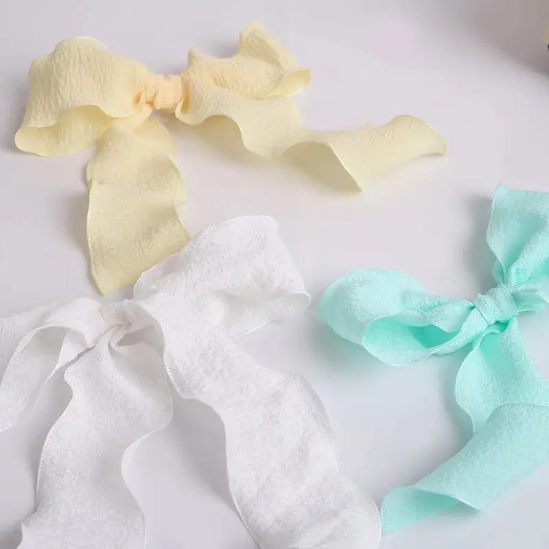 4cm Pleated Fishtail Yarn Ribbon Flower Bouquet Packaging Macaron Ribbon Flower Shop Cake Shop Handmade DIY Materials