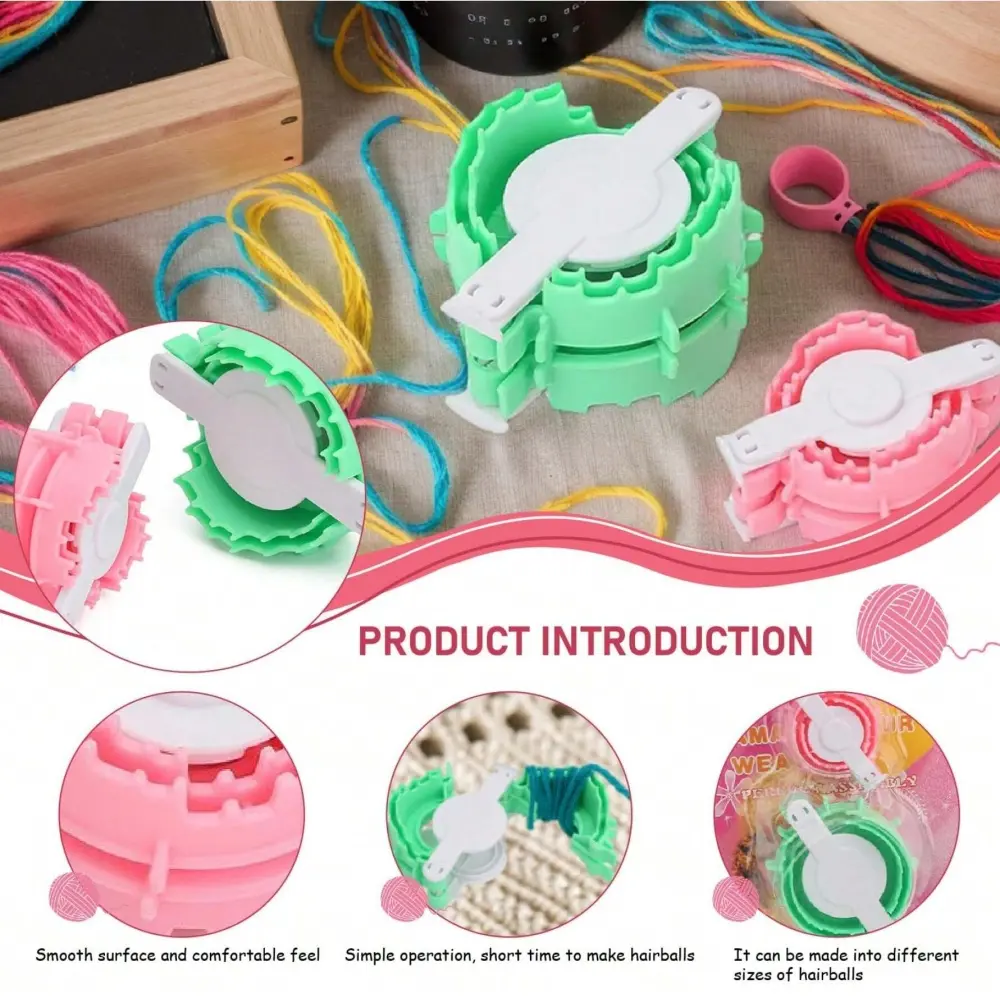 2 Sizes Wool Ball Maker Knitted Tools Yarn Pompon Wool Plush Ball Set Fluff Ball Weaver Wool Ball Production Tools Pompoms