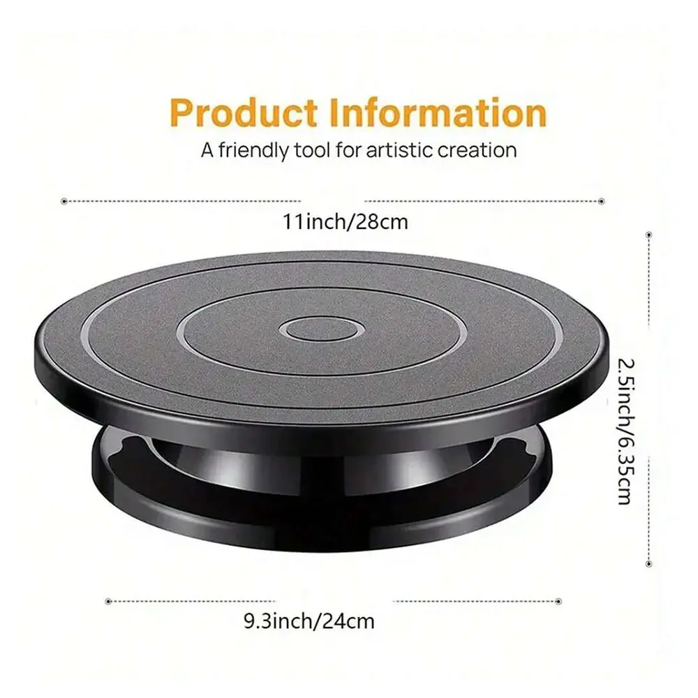 11 Inch Spinning Turntable Engraving Wheels Spinning Cake Turntable Black Painting Turning Table Lightweight Holder For Painting