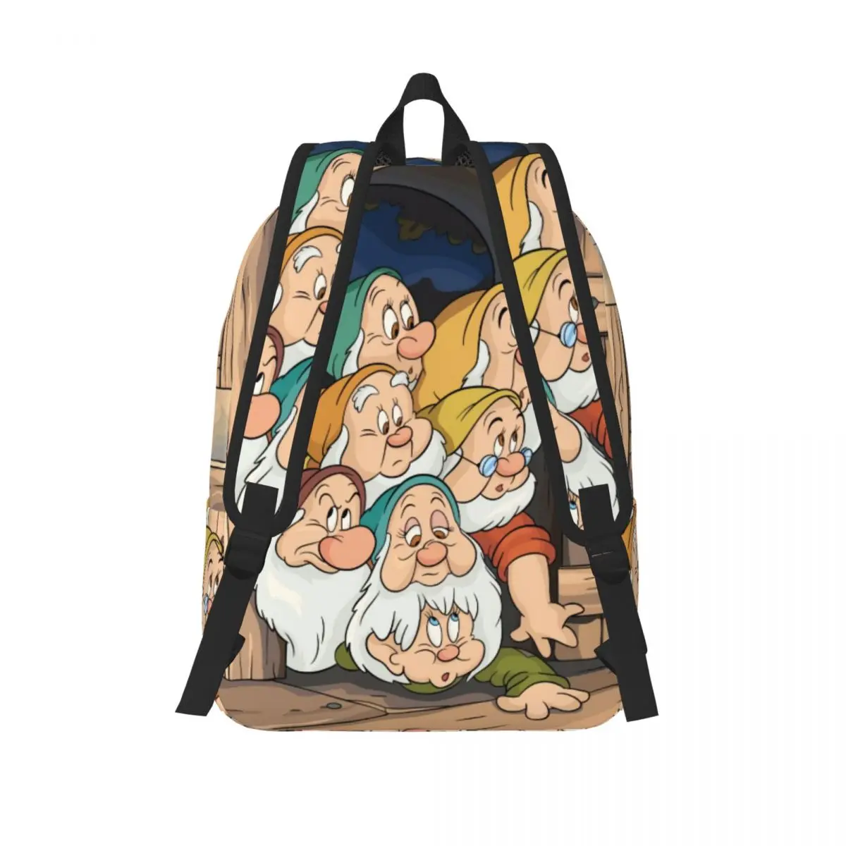 Custom Snow White And The Seven Dwarfs Canvas Backpacks for Women Men Waterproof College School Cartoon Bag Print Bookbag