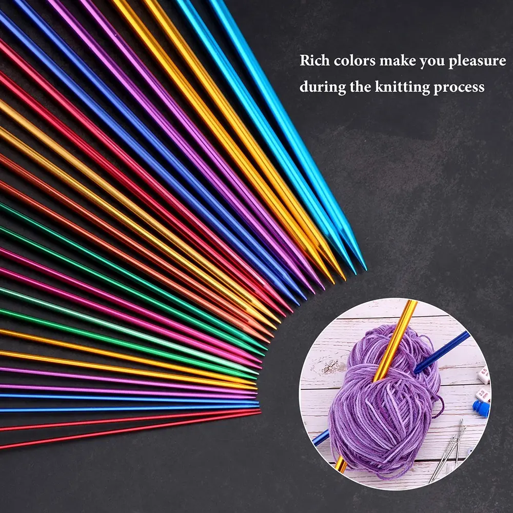 Colored Straight Aluminum Oxide Sweater Needle 25CM Beaded Sweater Needle Single Pointed Stick Needle Scarf Needle 3.0mm-10.0mm
