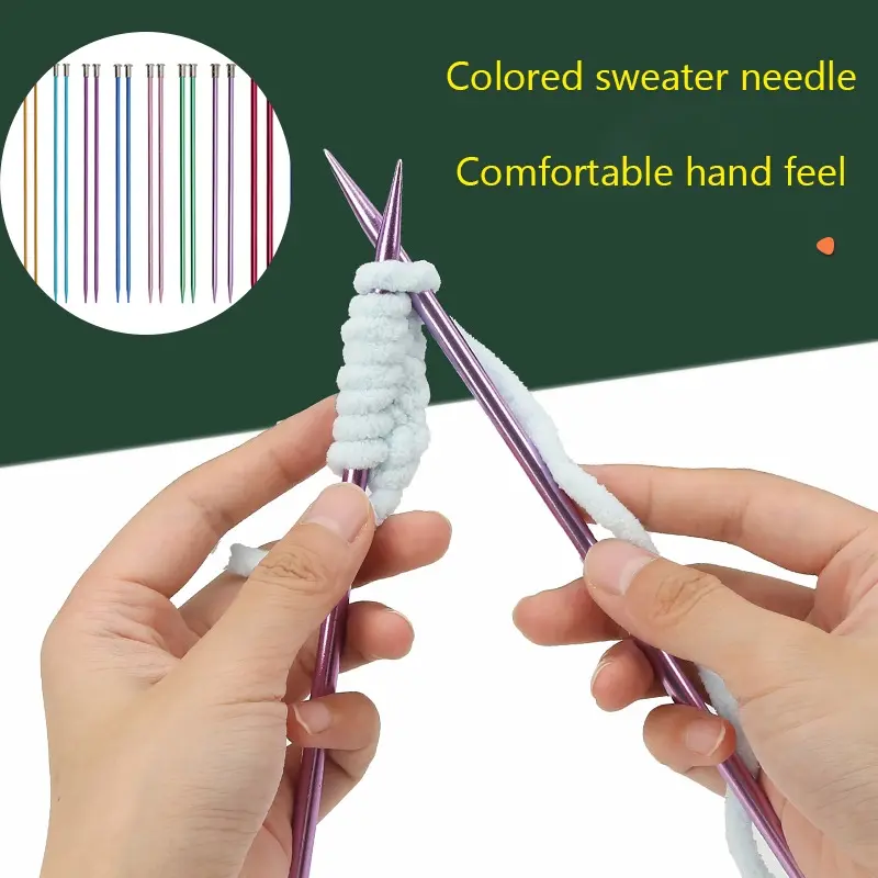 Colored Straight Aluminum Oxide Sweater Needle 25CM Beaded Sweater Needle Single Pointed Stick Needle Scarf Needle 3.0mm-10.0mm