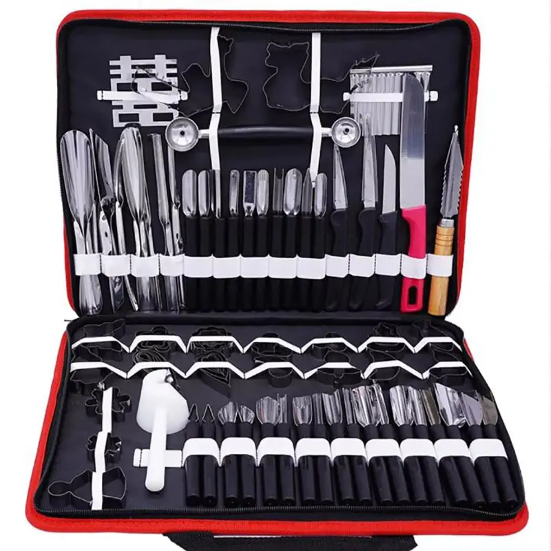 80Pcs Fruits And Vegetables Carving Tool Portable Cloth Bag Spiral Slicer Kitchen Cutter Cake Mold DIY Kitchen Tools