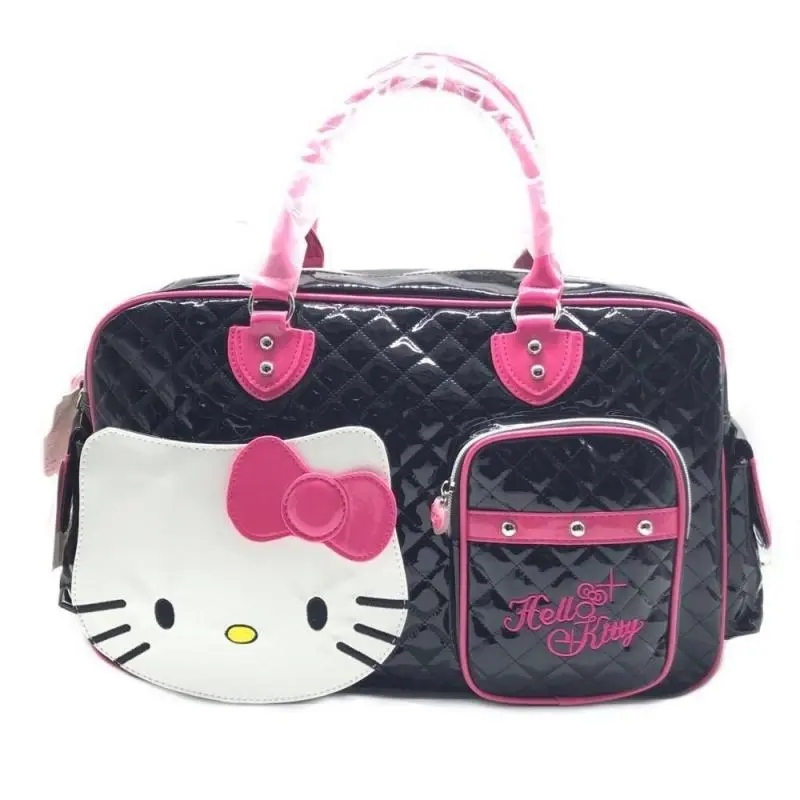 Hello Kittys Travel Bag Sanrios Child Glossy Portable Crossbody Girl Cute Travel Package Traveling Bag Travel Essentials