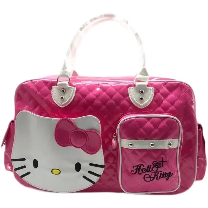 Hello Kittys Travel Bag Sanrios Child Glossy Portable Crossbody Girl Cute Travel Package Traveling Bag Travel Essentials