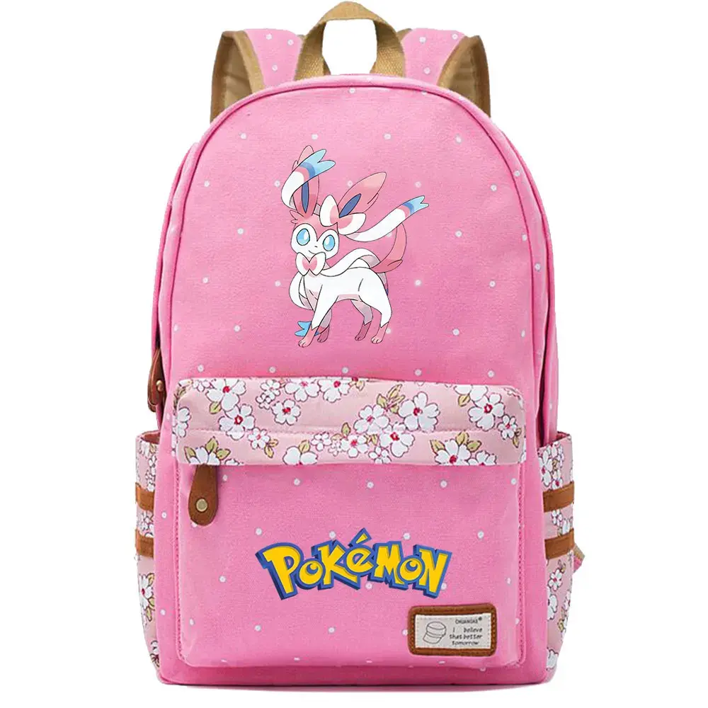 New Kawaii Eevee Boy Girl Kids School Book Bags Women Bagpack Teenagers Schoolbags Canvas Travel Laptop Backpack