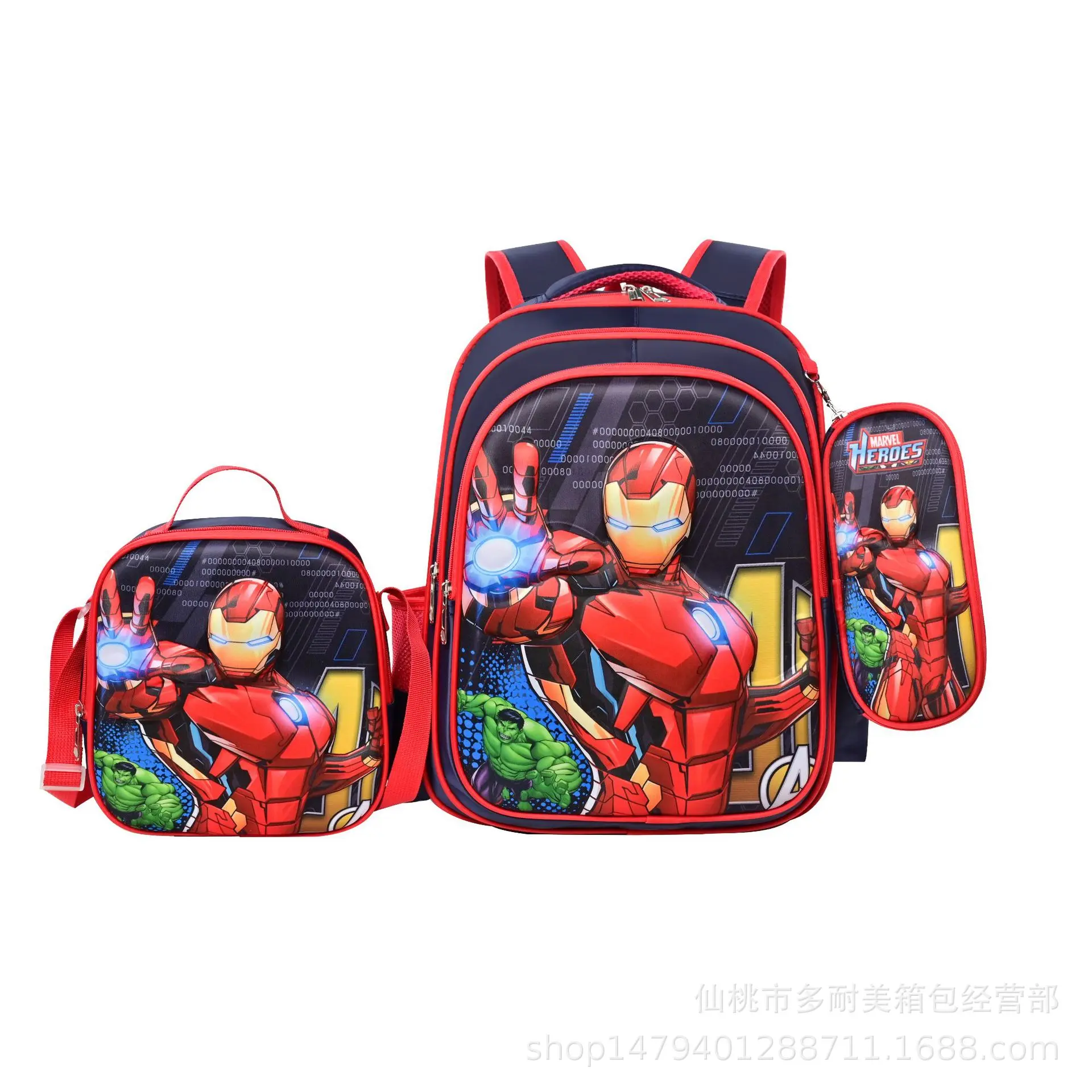 Stitch 3 Pcs Kids Schoolbags, Back To School Students Cars Waterproof Backpack, Girls Pencil Case Boys Insulation Lunch Bags