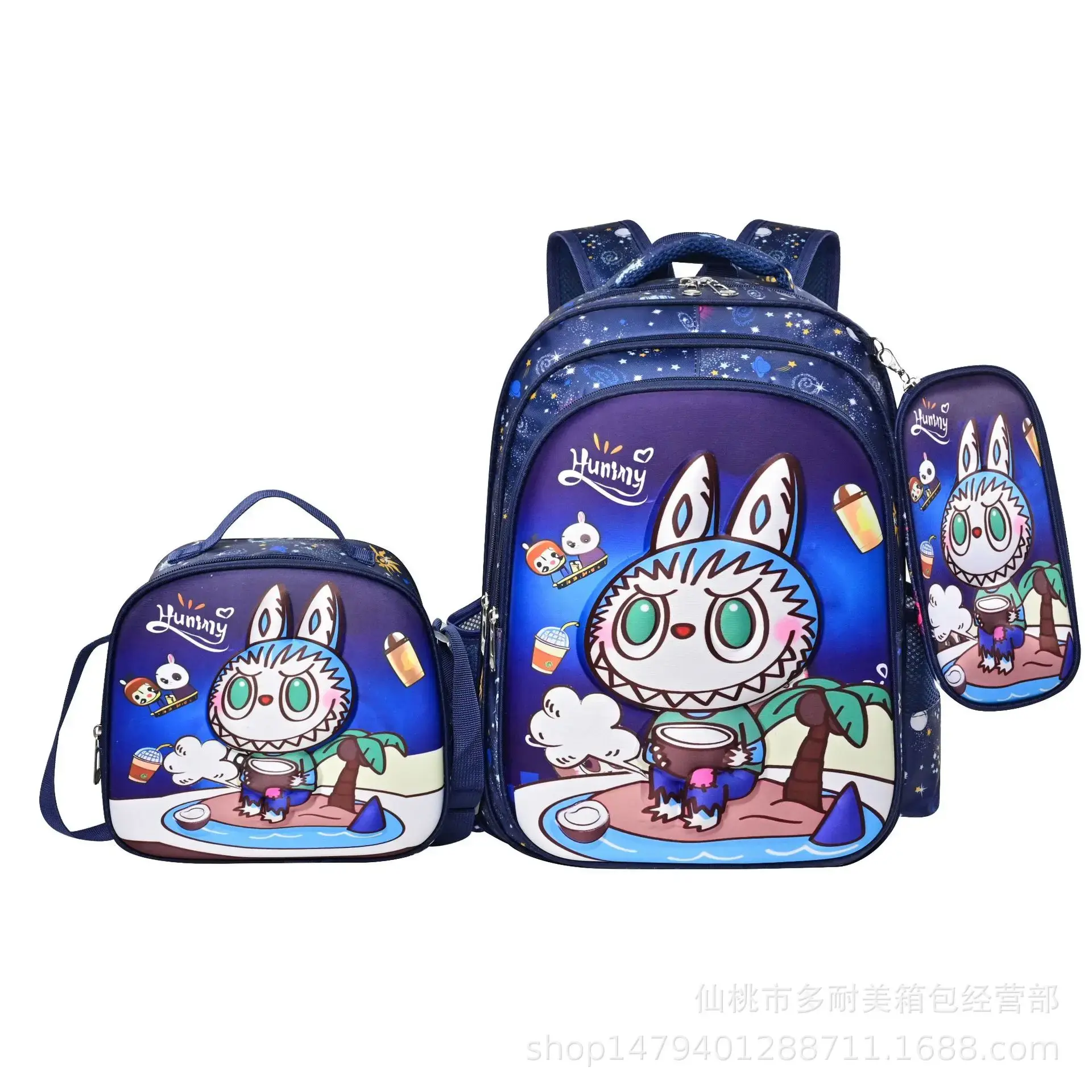 Stitch 3 Pcs Kids Schoolbags, Back To School Students Cars Waterproof Backpack, Girls Pencil Case Boys Insulation Lunch Bags