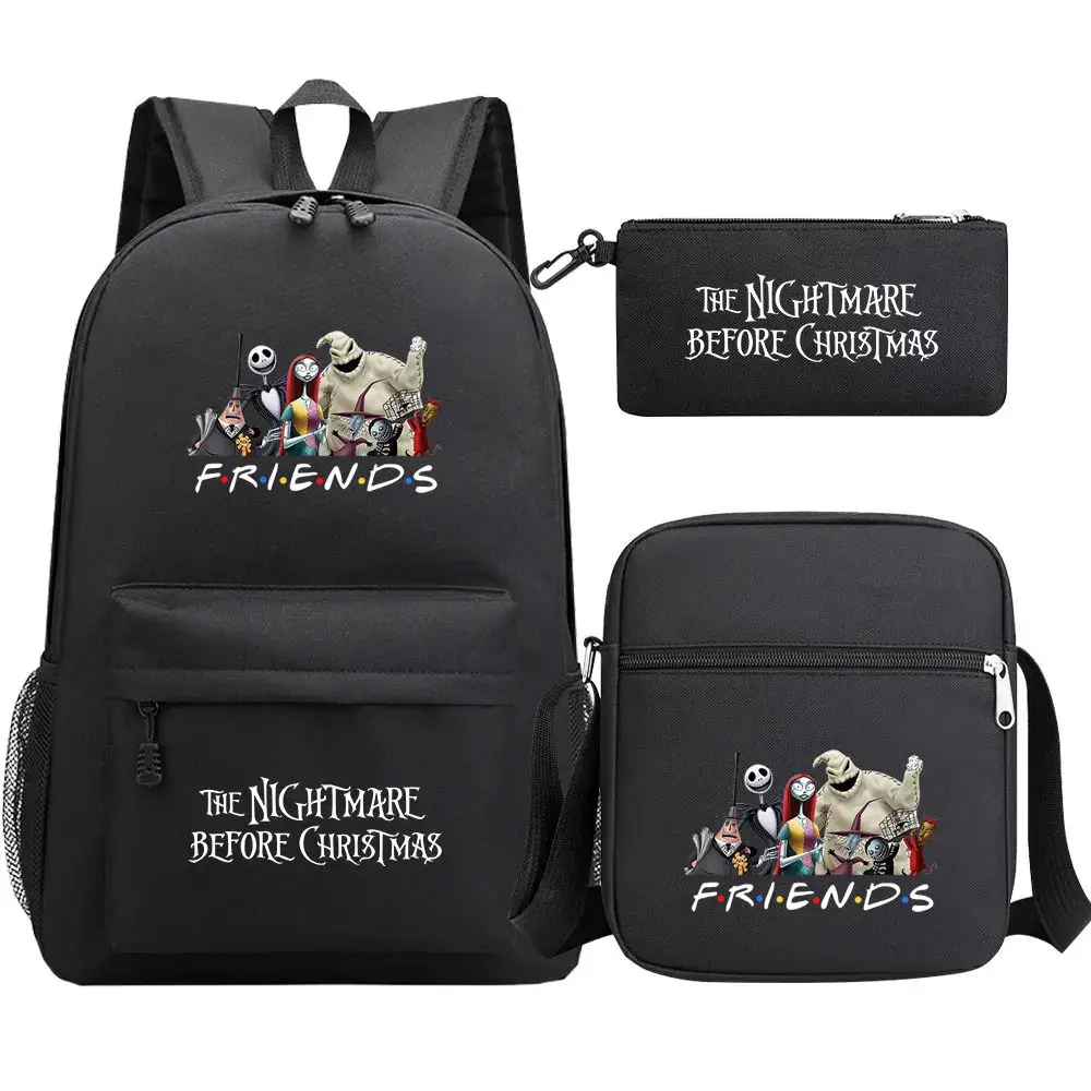 The Nightmare Before Christmas 3Pcs Boy Girl Kids School Book Bags Travel Backpack Shoulder  Bags Pen Bag For Men Women