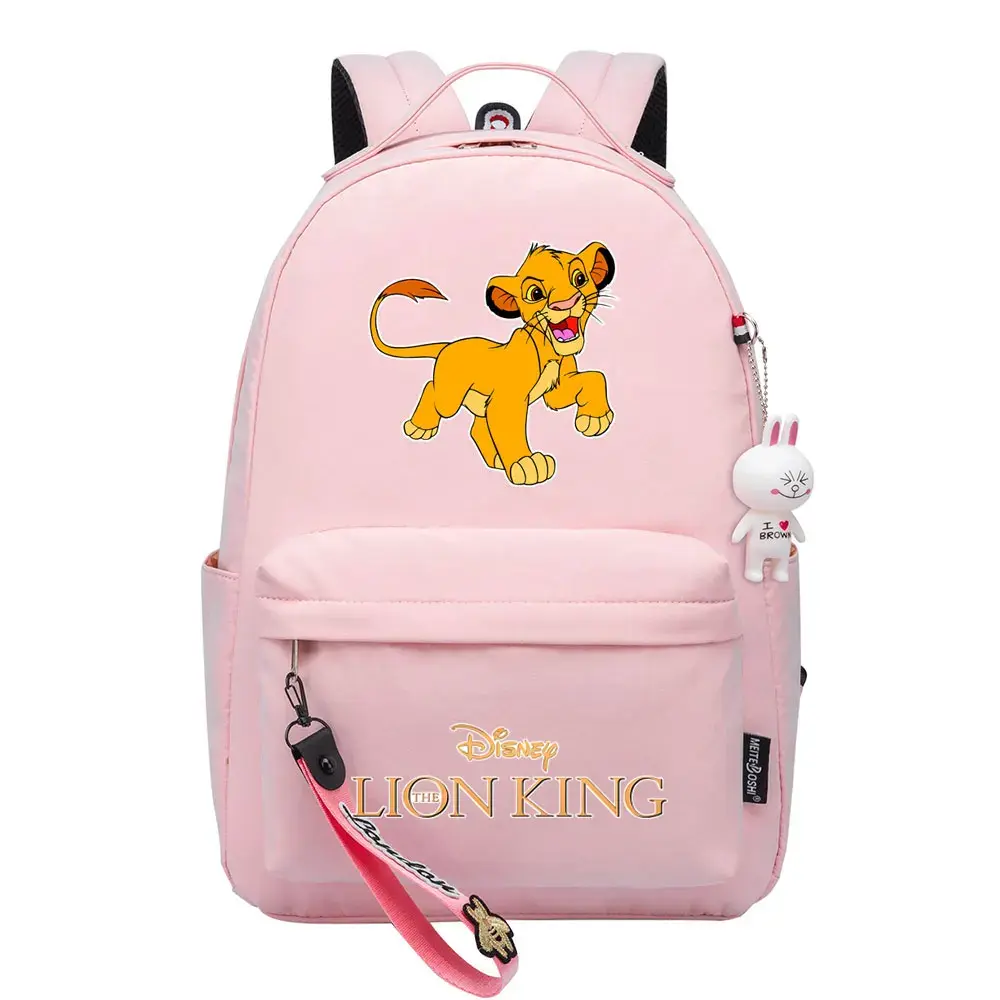 Kawaii Boys Girls Kids School Book Bags Women Bagpack The Lion King Prints Teenagers Canvas Laptop Travel Backpack