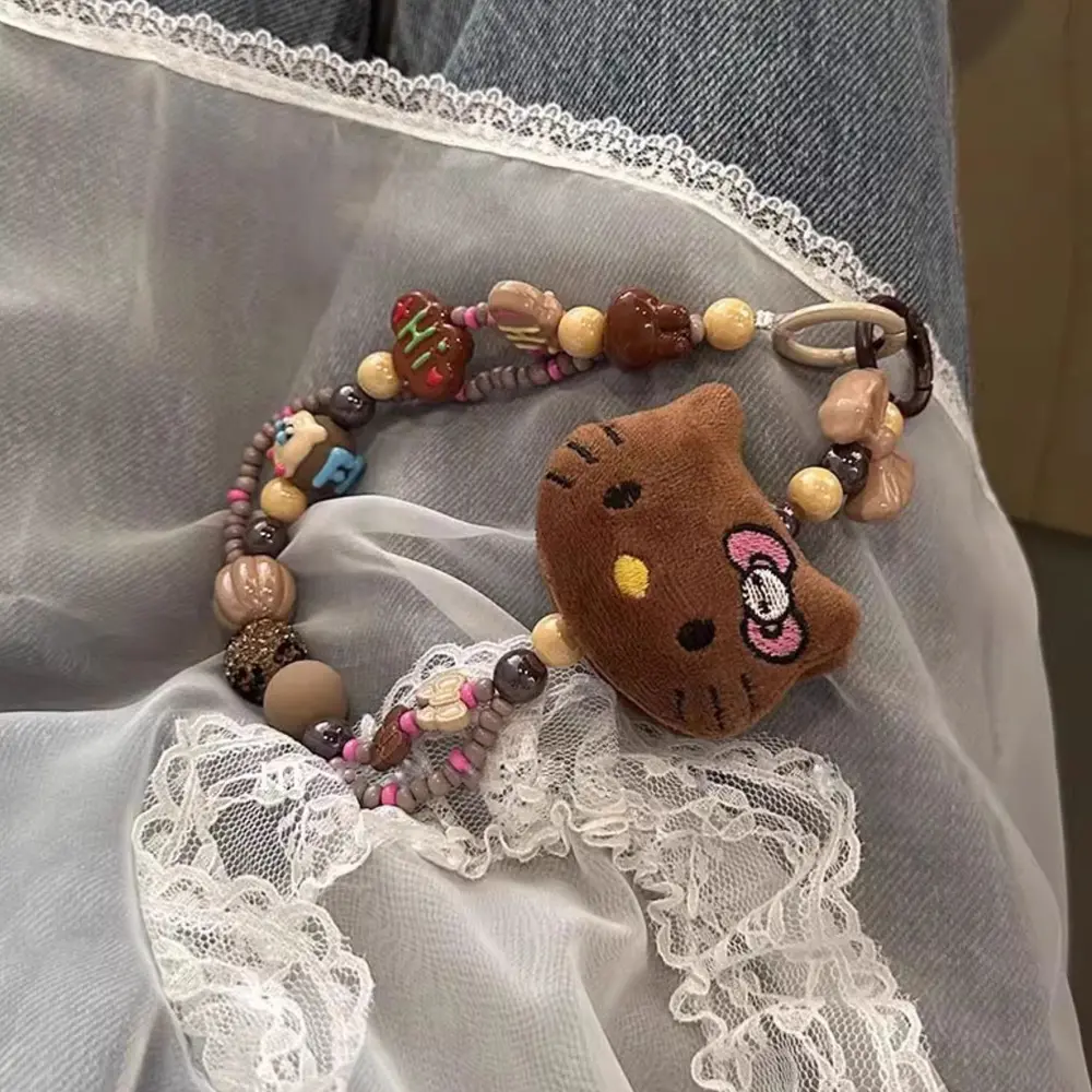 INS Fashion Cute Cartoon HelloKitty Plush Color Beaded Backpack Pendant Kawaii Fashion Phone Decoration Pendant Girl Woman Gifts