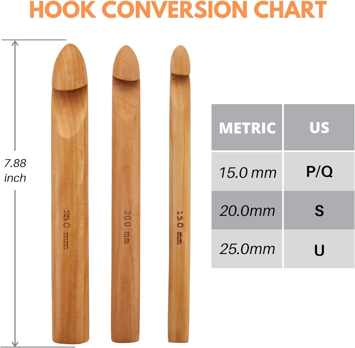 3 PCS Giant Crochet Hooks Set - 15mm(P/Q) 20mm(S) 25mm(U) Bamboo Yarn Hooks with Portable Case - Perfect for Big Loop Yarn