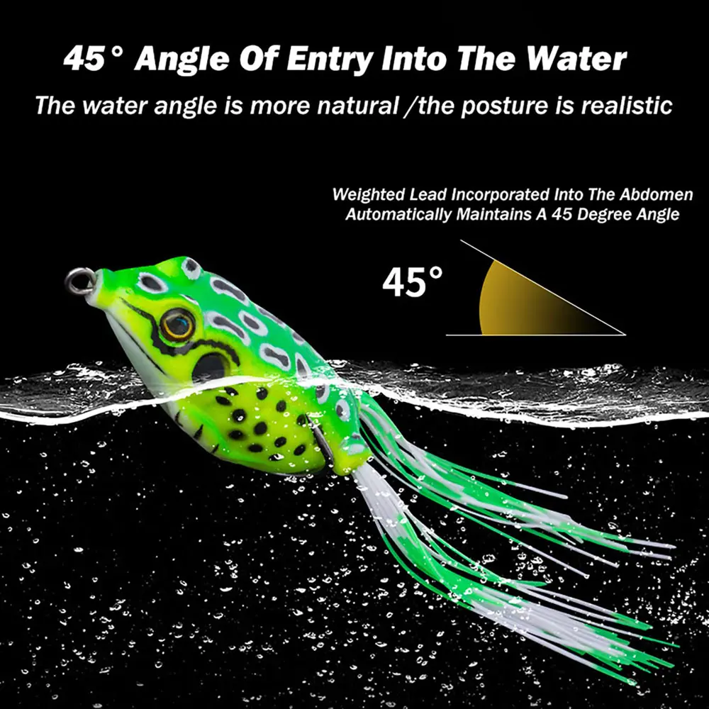 1pc Frog Lure Soft Tube Bait Plastic Fishing Lure with Fishing Hooks Top Water Ray Frog Artificial 3D Eyes Fishing Tackle