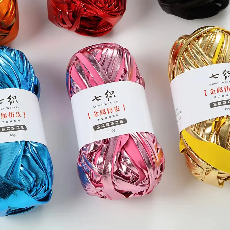 100M/roll Metallic T-Shirt Yarn Fabric Cloth Knitting Yarn for Hand DIY Bag Blanket Cushion Crocheting Projects ﻿