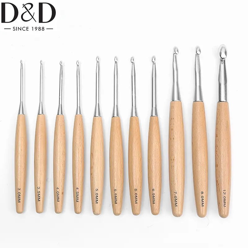 Wooden Handle Crochet Hand DIY Weaving Tool 3.0-120mm Multi Size Sweater Sweater Crochet Set