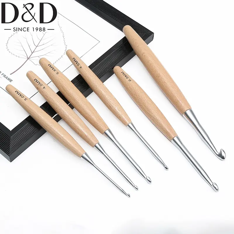 Wooden Handle Crochet Hand DIY Weaving Tool 3.0-120mm Multi Size Sweater Sweater Crochet Set